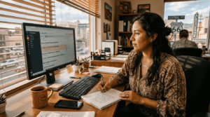 Albuquerque Entrepreneur Manages Digital Marketing At Desk