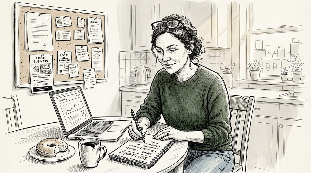 Small Business Owner Planning Seo At Kitchen Table