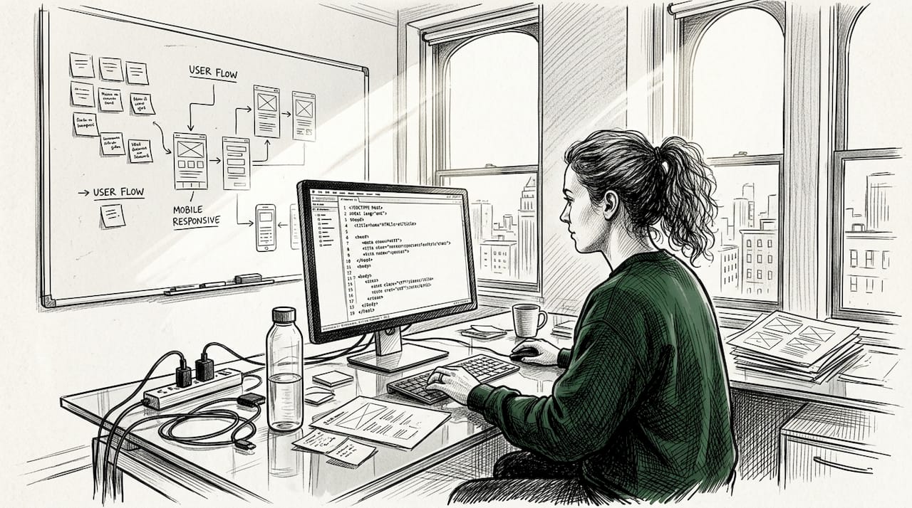 Web Designer Working On Site Layout