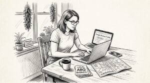 Home 13 Business Owner Updating Google Profile At Kitchen Table