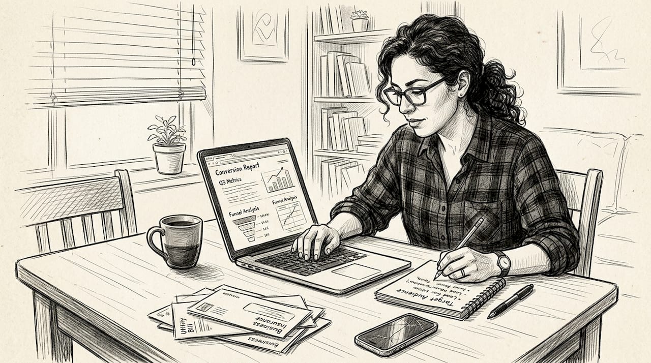 Business Owner Reviewing Web Analytics At Home