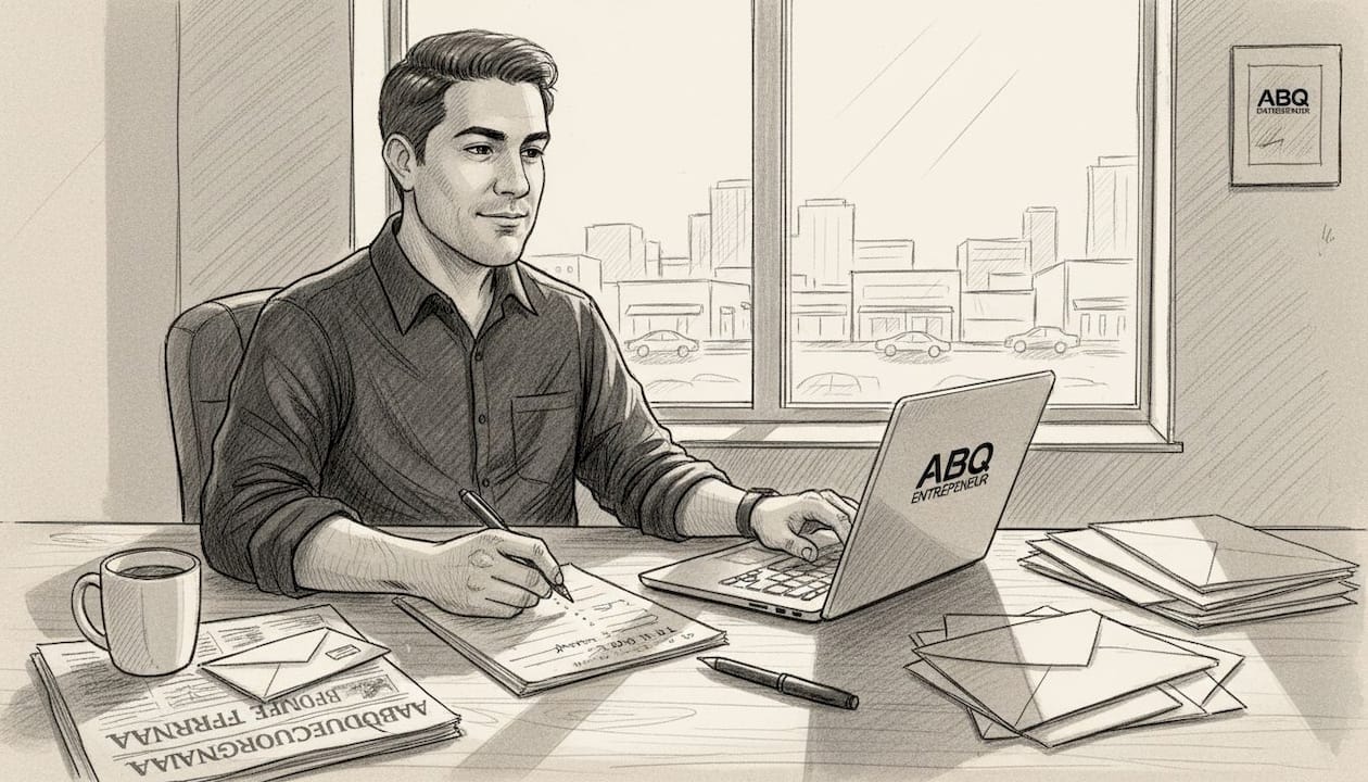 Albuquerque Business Owner At Cluttered Office Desk