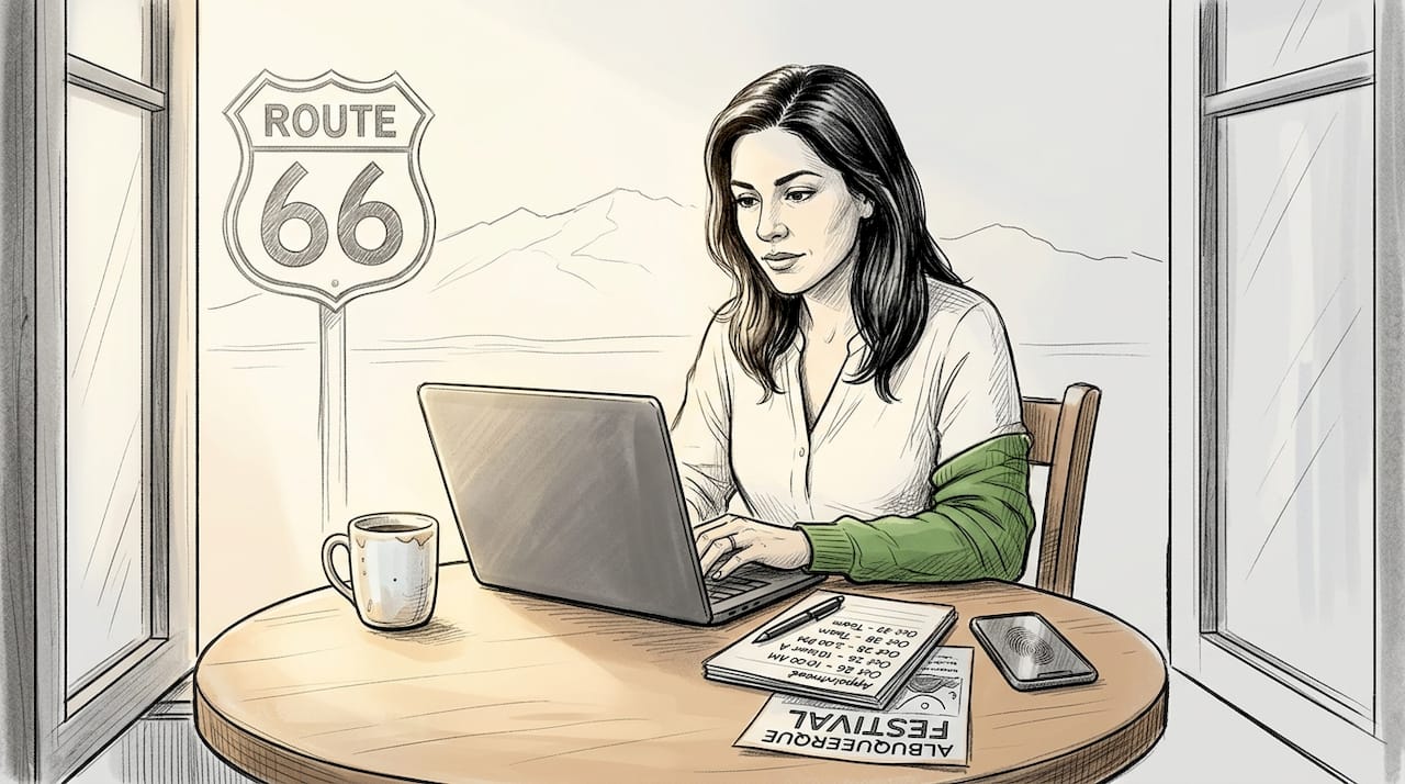 Albuquerque Small Business Owner Emailing In Café