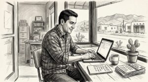 Business Owner Using Laptop In Albuquerque Office