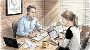 Business Owner And Designer Reviewing Website Plan