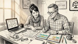 Business Owners Reviewing Marketing Plan In Albuquerque Café