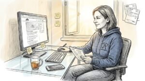 Business Owner Works On Website At Desk