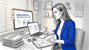 Marketer Reviewing Brand Guidelines In Office