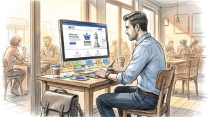 Web Designer At Desk Viewing Homepage