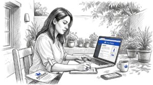 Small Business Owner Updating Website At Home