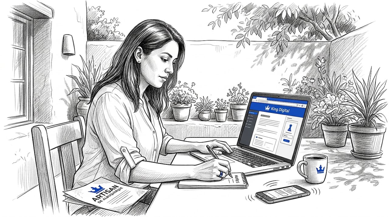 Small Business Owner Updating Website At Home