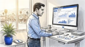 Small Albuquerque Business Owner Checking Analytics