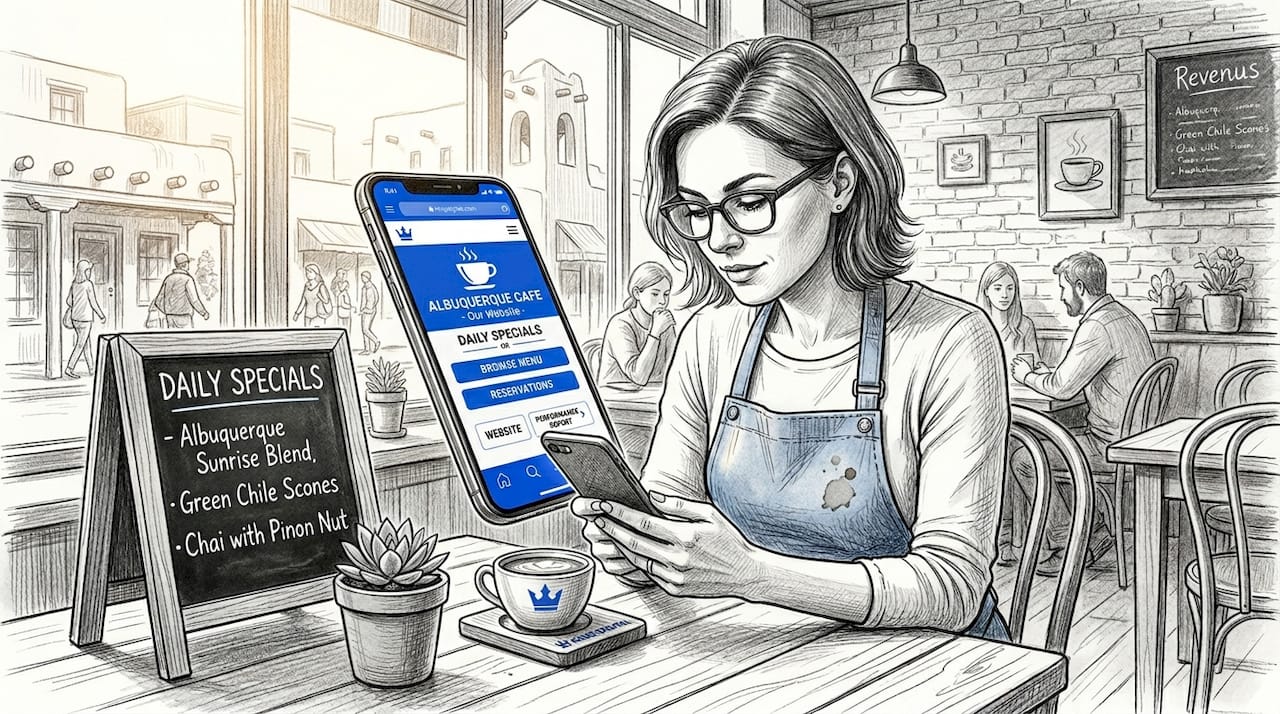 Bakery Owner Checks Mobile Website Albuquerque