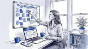 Home 15 Small Business Owner Planning Social Media Strategy