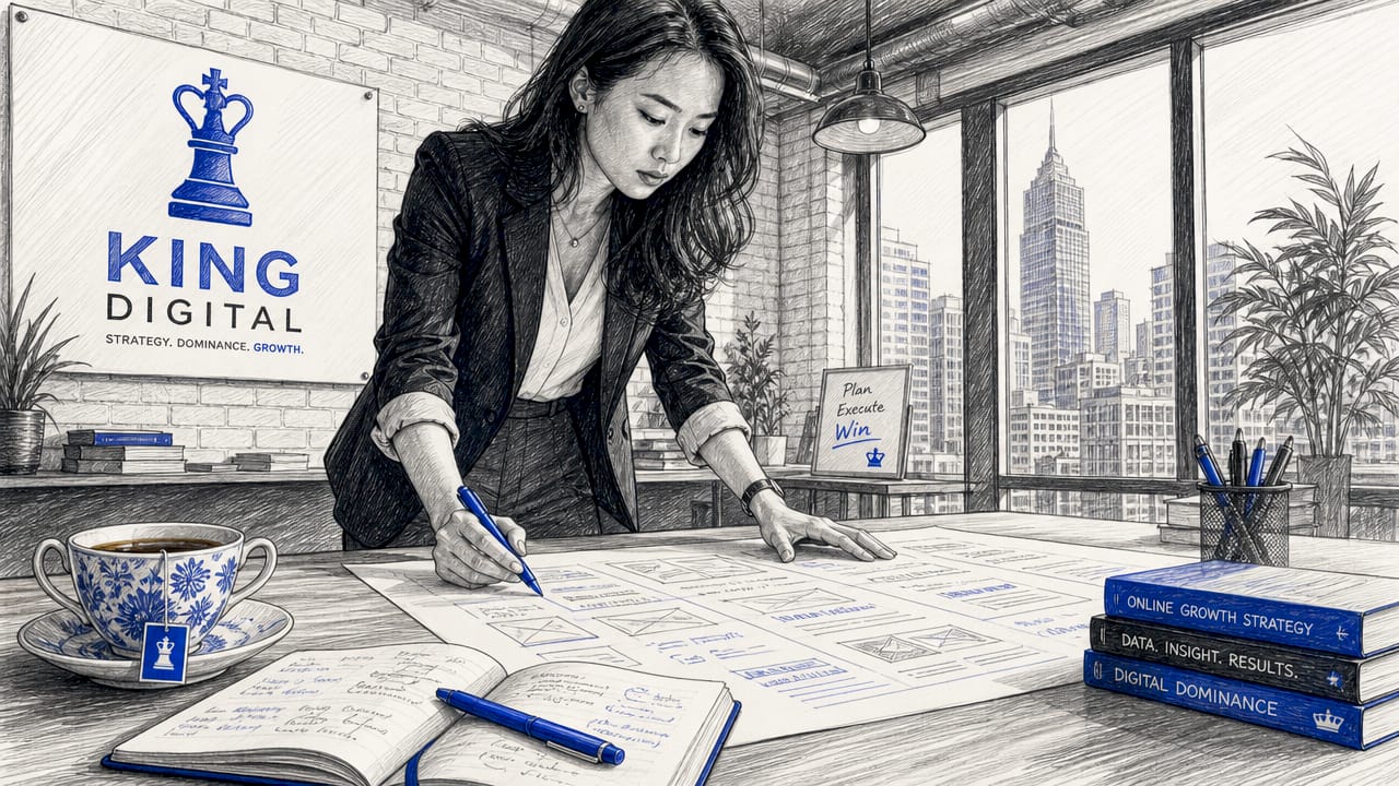 Woman Interacting With Website Wireframe At Office