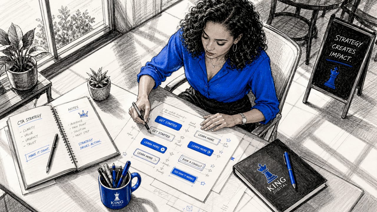 Marketing Strategist Analyzing Call-To-Action Drafts