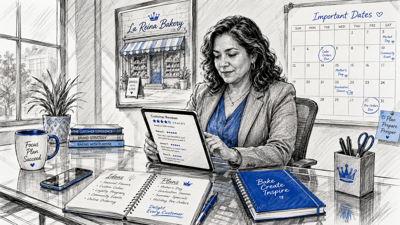 Small Business Owner Reviewing Customer Feedback