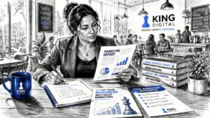 Woman Using Marketing Tools At Home Office