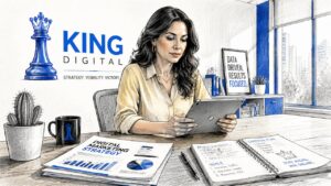 Woman Researching Local Keywords At Home Desk