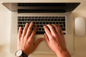 Content Writing Services Professional Writer At A Modern Workstation