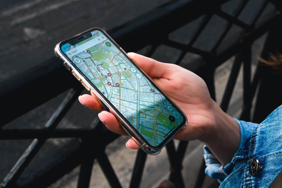 Location Geo Digital Map With Glowing Gps Pins And Ip Address Overlays
