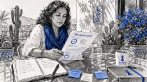 Businesswoman Reviewing Local Seo Budget Documents