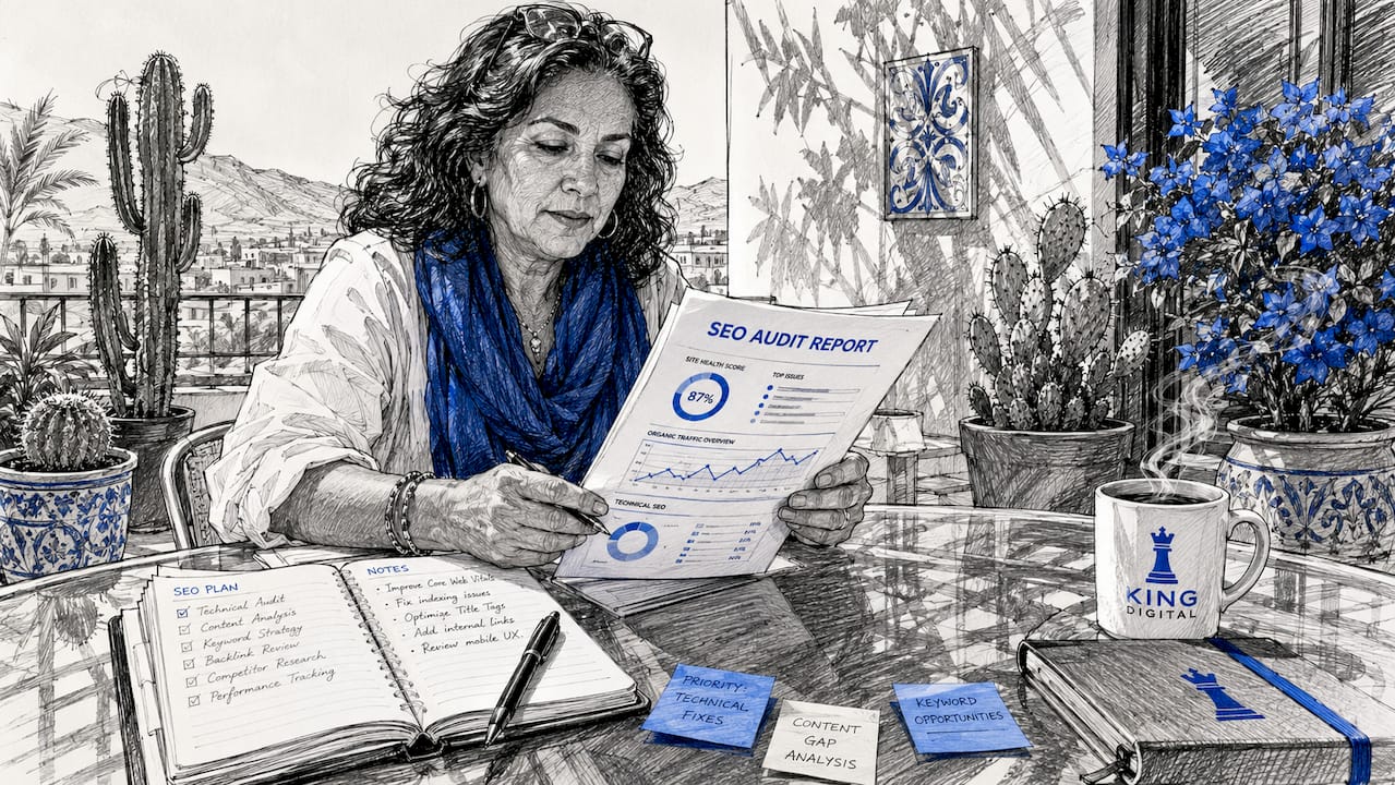 Businesswoman Reviewing Local Seo Budget Documents