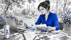 Woman Reviewing Image Seo Analytics At Desk