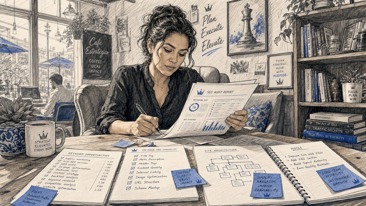 Woman Reviewing Local Seo Reports In Workspace