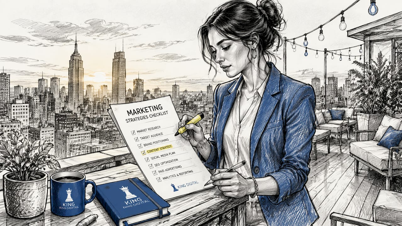Marketing Professional Reviewing Checklist At Desk