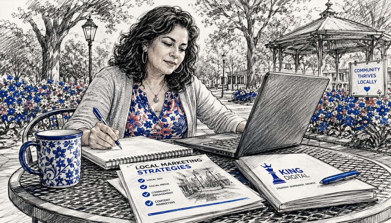 Woman Planning Local Client Strategies At Café Table