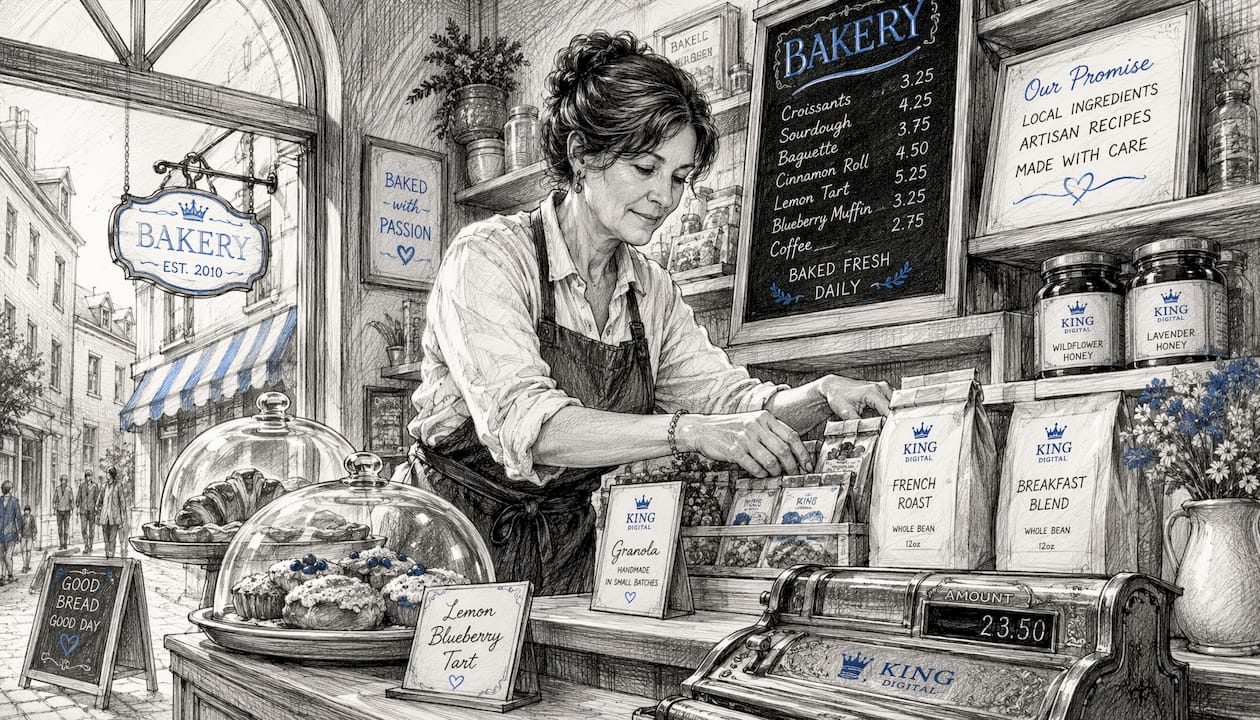 Local Shop Owner Arranging Branded Products
