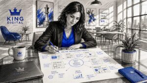 Marketing Manager Reviewing Online Ad Format Charts
