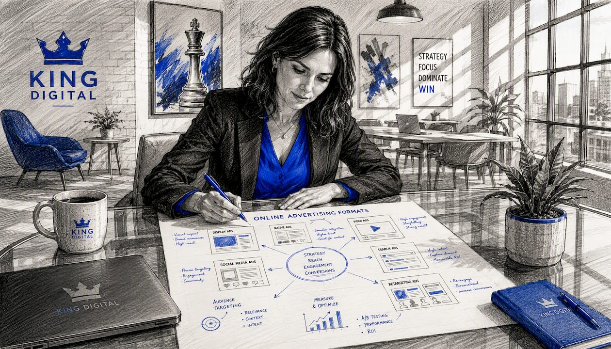 Marketing Manager Reviewing Online Ad Format Charts