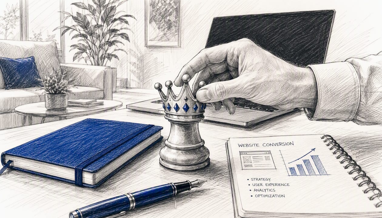 Chess Crown On Desk Near Dark Computer Screen