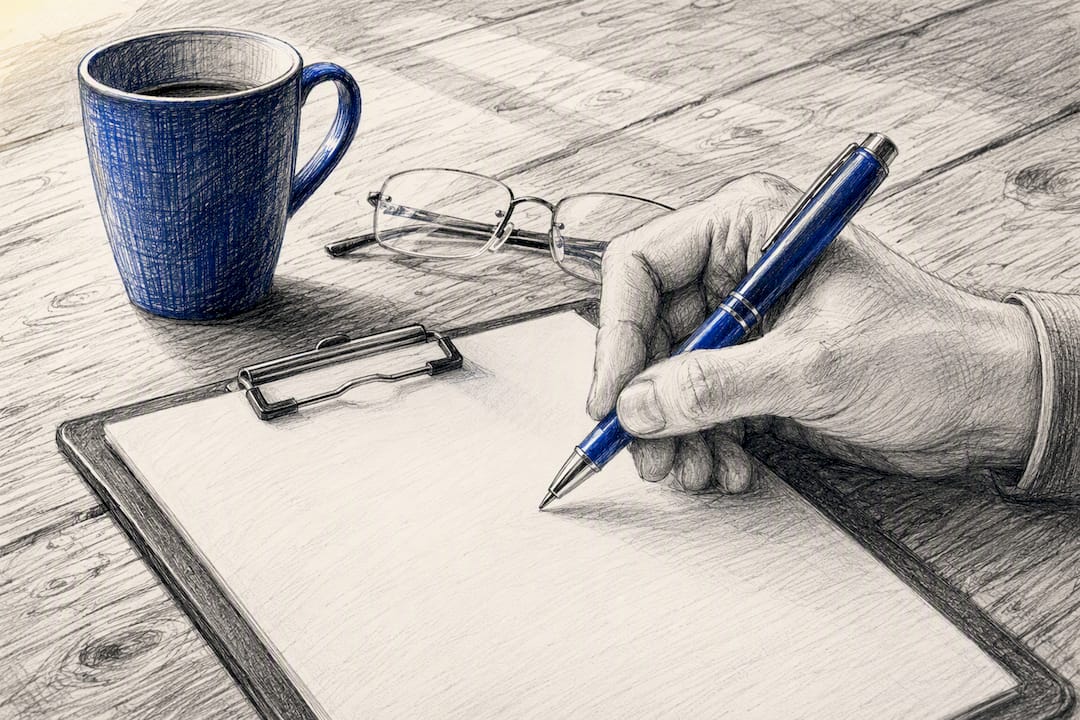 Hand With Pen Over Clipboard Ready To Review
