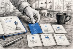 Hand Arranging Brand Voice Chart Cards