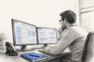 Manager Reviewing Call Campaign Migration