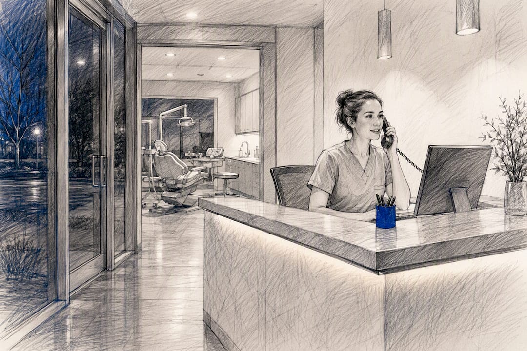 Receptionist Answering Dental Patient Inquiry