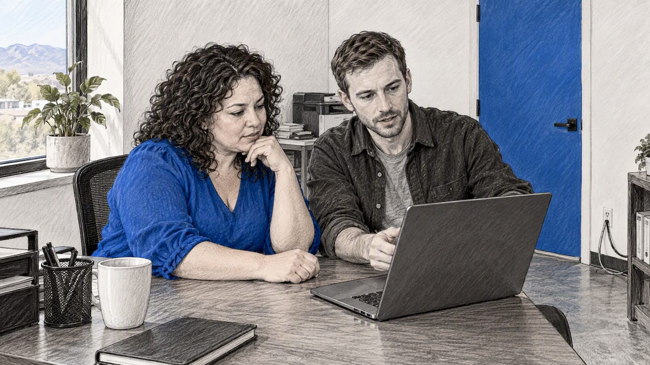 Owner And Consultant Reviewing Web Performance