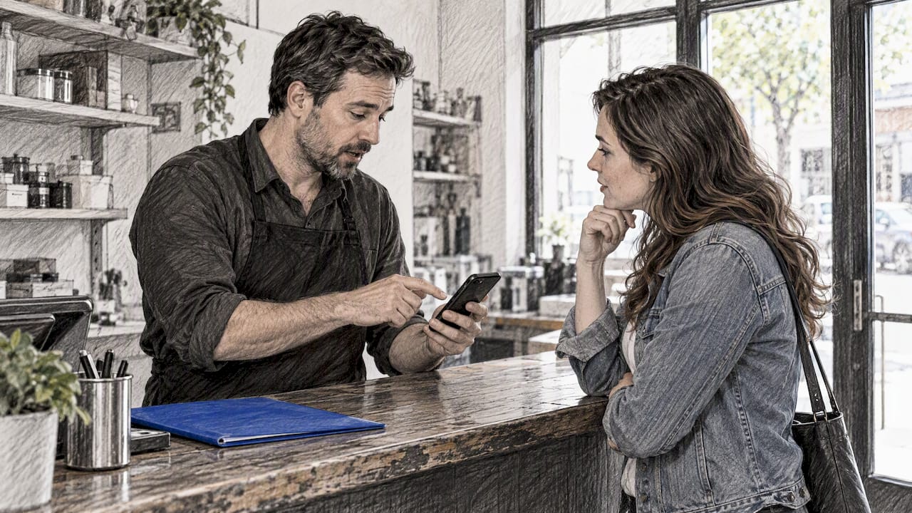 Business Owner Reviewing Customer Message