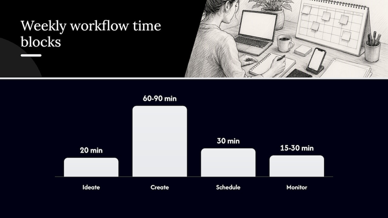 Weekly Workflow: Batching Steps, Time Blocks, And Responsibilities — Overview Diagram