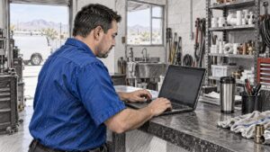 Plumbing Business Owner Updating His Profile