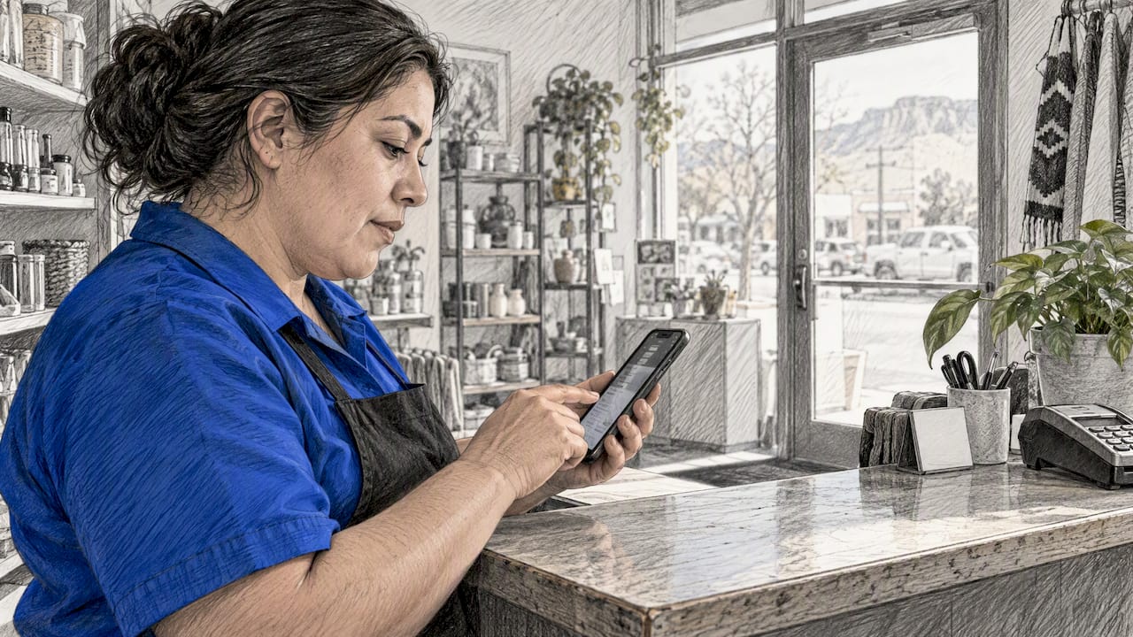 Owner Checks Duplicate Business Listings On Phone